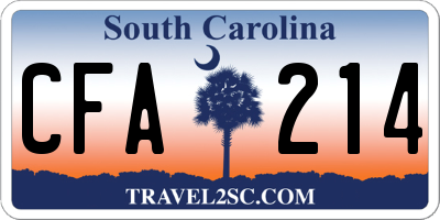 SC license plate CFA214