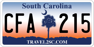 SC license plate CFA215