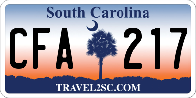SC license plate CFA217