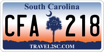 SC license plate CFA218