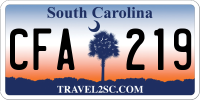 SC license plate CFA219