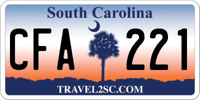 SC license plate CFA221