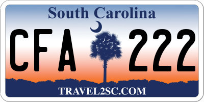 SC license plate CFA222