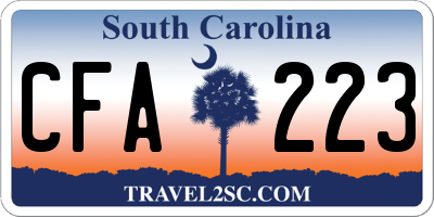 SC license plate CFA223