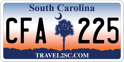 SC license plate CFA225