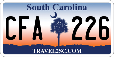 SC license plate CFA226