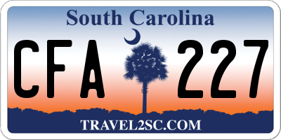 SC license plate CFA227
