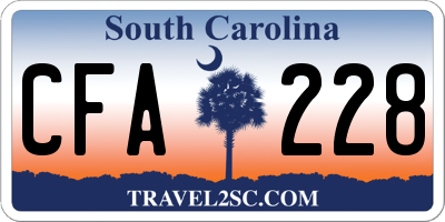 SC license plate CFA228