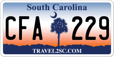 SC license plate CFA229