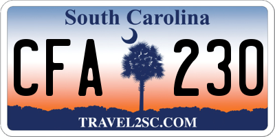 SC license plate CFA230