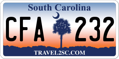 SC license plate CFA232