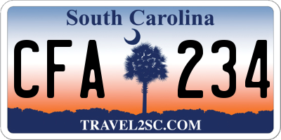 SC license plate CFA234