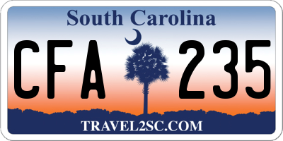 SC license plate CFA235