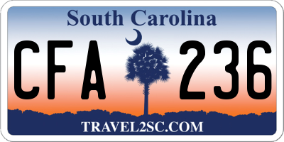 SC license plate CFA236