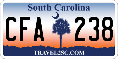 SC license plate CFA238