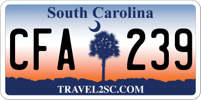 SC license plate CFA239