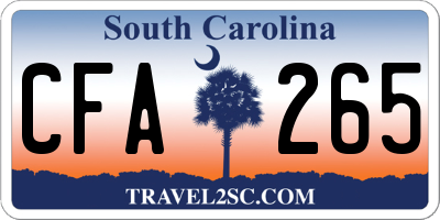 SC license plate CFA265