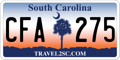 SC license plate CFA275