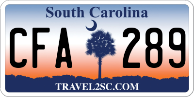 SC license plate CFA289