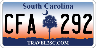 SC license plate CFA292