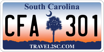 SC license plate CFA301