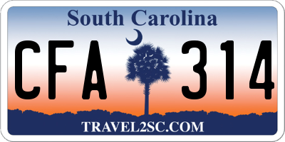 SC license plate CFA314
