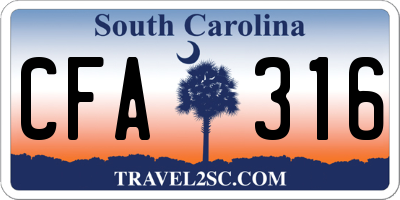 SC license plate CFA316
