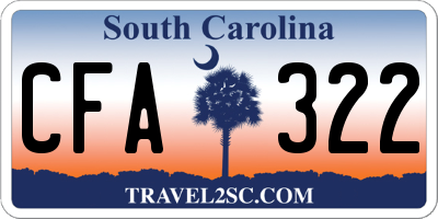 SC license plate CFA322