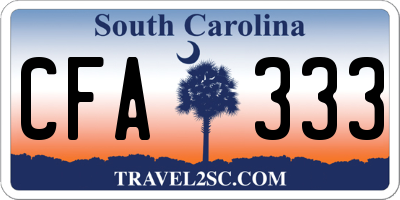 SC license plate CFA333