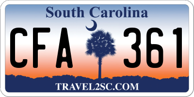 SC license plate CFA361