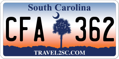 SC license plate CFA362