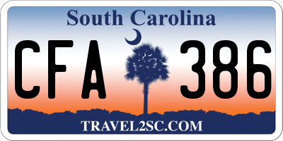SC license plate CFA386