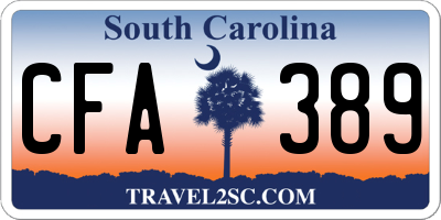SC license plate CFA389