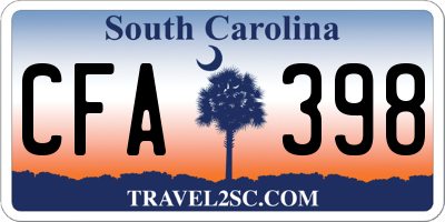 SC license plate CFA398
