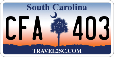 SC license plate CFA403