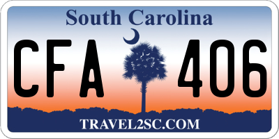 SC license plate CFA406
