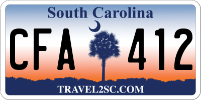SC license plate CFA412