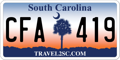 SC license plate CFA419