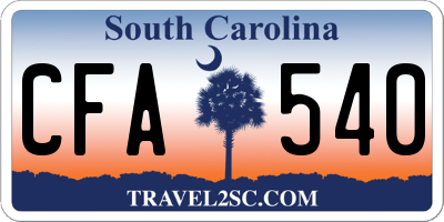 SC license plate CFA540