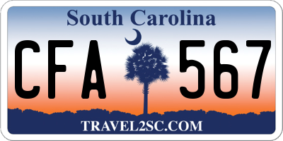SC license plate CFA567