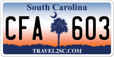 SC license plate CFA603
