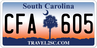 SC license plate CFA605