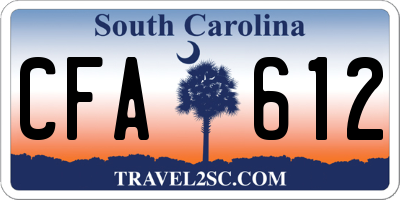 SC license plate CFA612