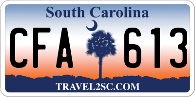 SC license plate CFA613