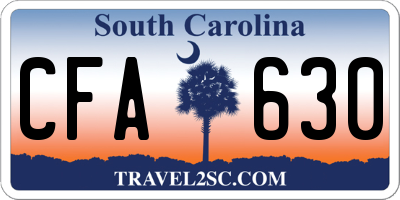 SC license plate CFA630