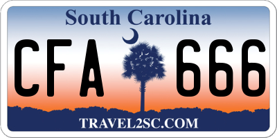 SC license plate CFA666