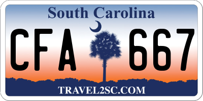 SC license plate CFA667