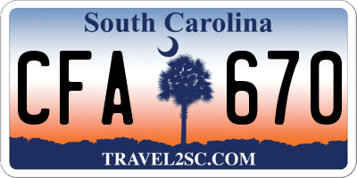 SC license plate CFA670