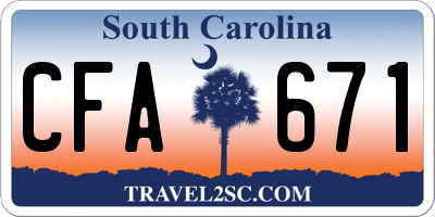 SC license plate CFA671