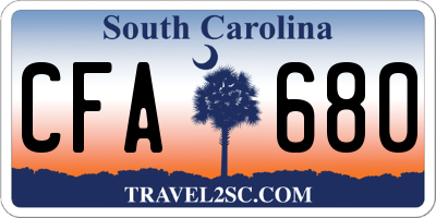 SC license plate CFA680